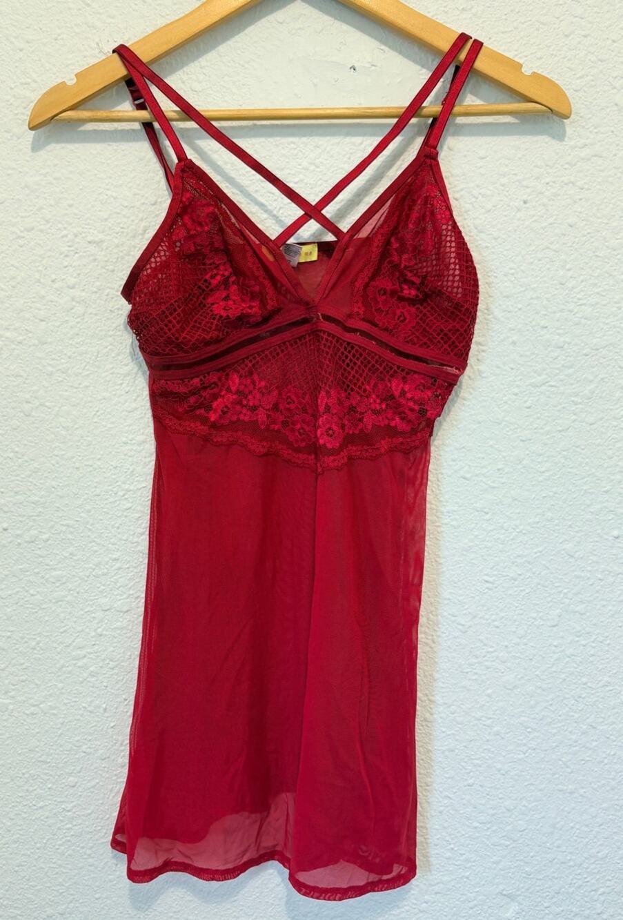 Y2K Red Lace Slip Lingerie Mesh Whimsygoth Glam Coquette Girly Vixen Sheer